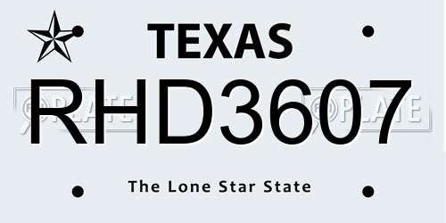 RHD3607 Texas License Plate