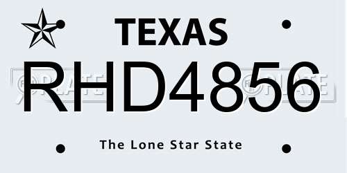 RHD4856 Texas License Plate