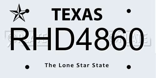 RHD4860 Texas License Plate