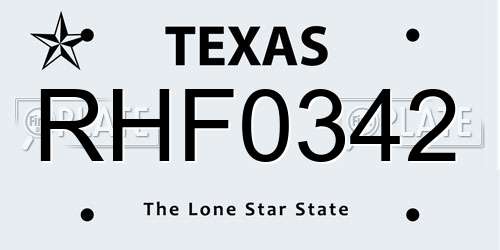 RHF0342 Texas License Plate