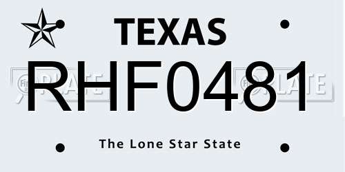 RHF0481 Texas License Plate
