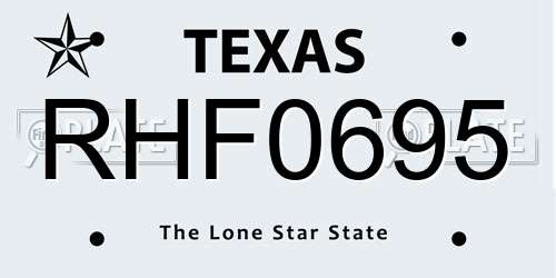 RHF0695 Texas License Plate