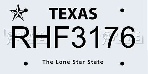 RHF3176 Texas License Plate
