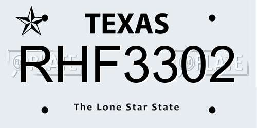 RHF3302 Texas License Plate