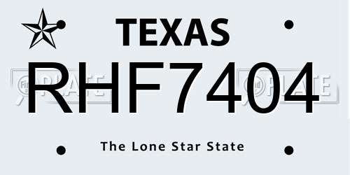 RHF7404 Texas License Plate
