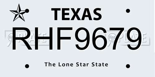 RHF9679 Texas License Plate