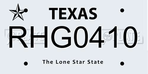 RHG0410 Texas License Plate