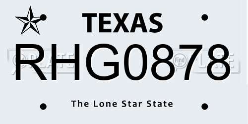 RHG0878 Texas License Plate