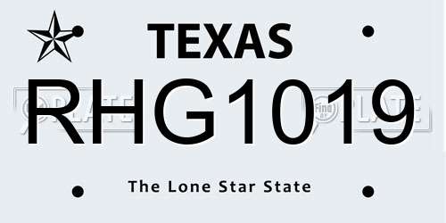 RHG1019 Texas License Plate