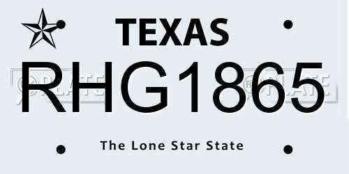 RHG1865 Texas License Plate