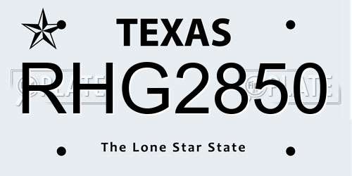 RHG2850 Texas License Plate
