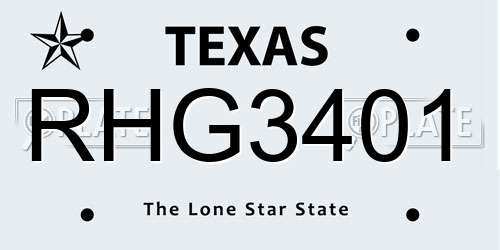 RHG3401 Texas License Plate