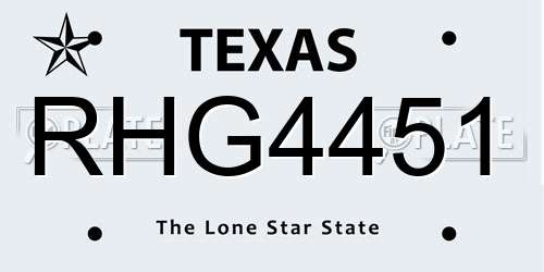 RHG4451 Texas License Plate