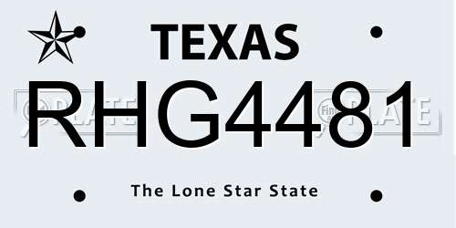 RHG4481 Texas License Plate