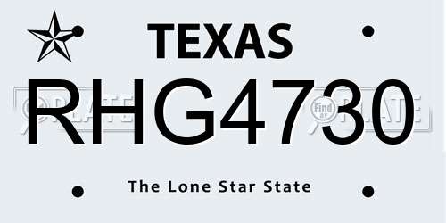 RHG4730 Texas License Plate