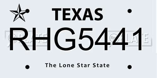 RHG5441 Texas License Plate