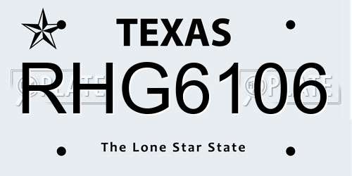 RHG6106 Texas License Plate