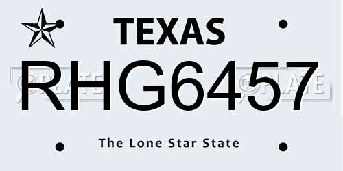 RHG6457 Texas License Plate