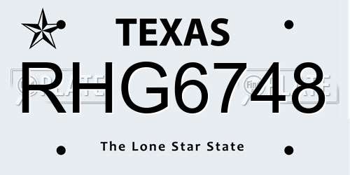 RHG6748 Texas License Plate