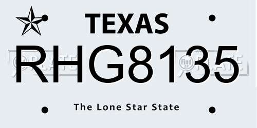 RHG8135 Texas License Plate