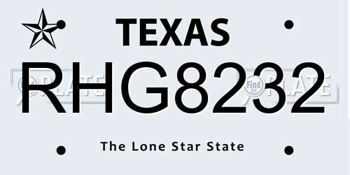 RHG8232 Texas License Plate