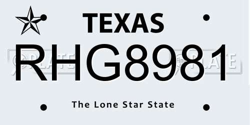 RHG8981 Texas License Plate