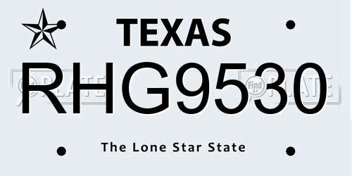 RHG9530 Texas License Plate