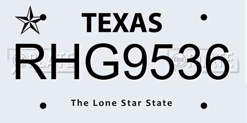 RHG9536 Texas License Plate