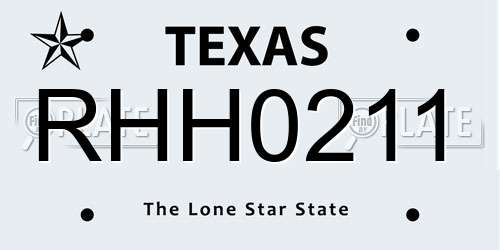 RHH0211 Texas License Plate