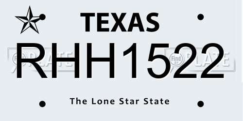 RHH1522 Texas License Plate