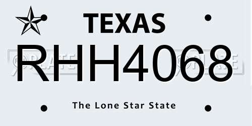 RHH4068 Texas License Plate