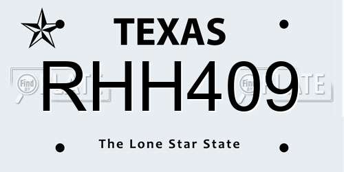 RHH409 Texas License Plate