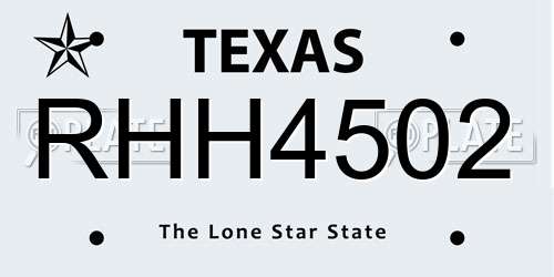 RHH4502 Texas License Plate