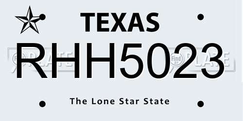 RHH5023 Texas License Plate