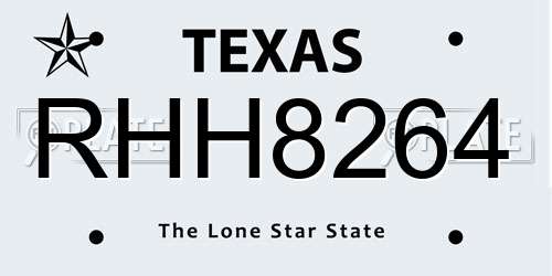RHH8264 Texas License Plate