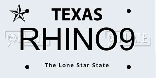 RHINO9 Texas License Plate