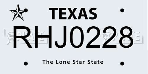RHJ0228 Texas License Plate