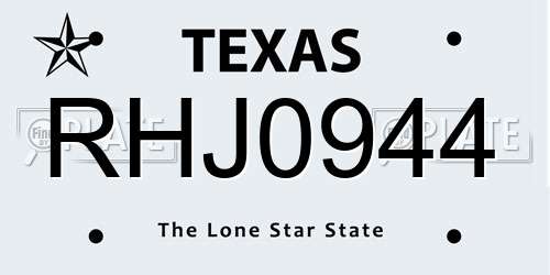 RHJ0944 Texas License Plate