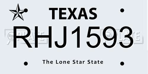 RHJ1593 Texas License Plate