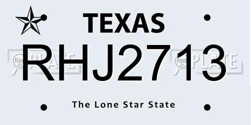 RHJ2713 Texas License Plate