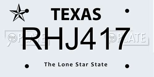 RHJ417 Texas License Plate