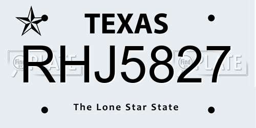 RHJ5827 Texas License Plate