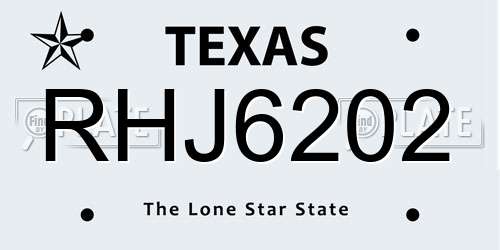 RHJ6202 Texas License Plate