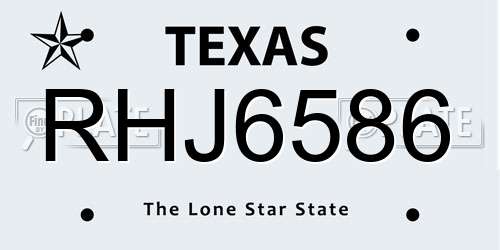 RHJ6586 Texas License Plate