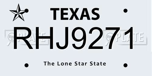 RHJ9271 Texas License Plate