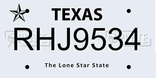 RHJ9534 Texas License Plate