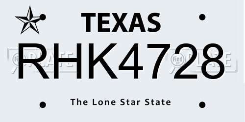 RHK4728 Texas License Plate