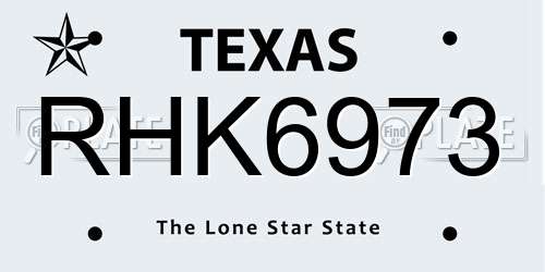 RHK6973 Texas License Plate