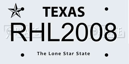 RHL2008 Texas License Plate