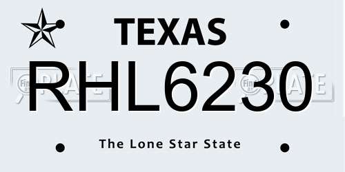 RHL6230 Texas License Plate